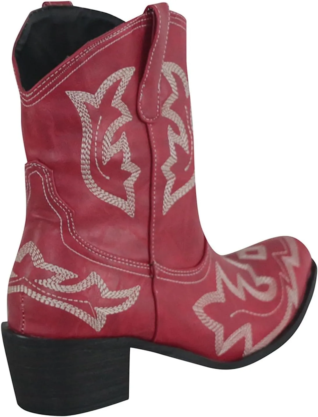 Western Booties Chunky Heel Boots Woman Ankle Boots Mid Calf Cowboy Boots Women Western Pointed Toe Low Block Heel Boot