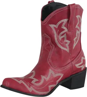 Western Booties Chunky Heel Boots Woman Ankle Boots Mid Calf Cowboy Boots Women Western Pointed Toe Low Block Heel Boot