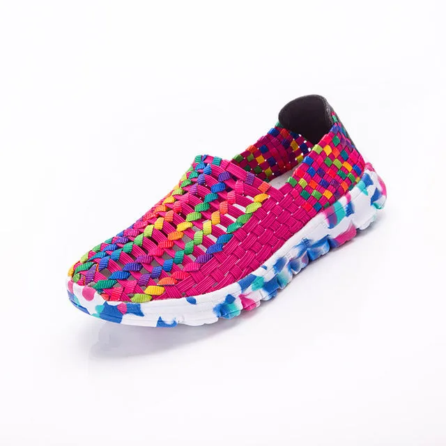 Women Shoes Summer Flat Female Loafers Casual Flats Woven Shoes Sneakers