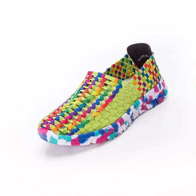 Women Shoes Summer Flat Female Loafers Casual Flats Woven Shoes Sneakers
