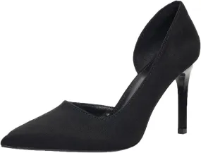Women's Closed Toe Heels Pumps Suede Kitten Heeled Sandals Sexy Pointed Toe High Heels Wedding Dressy Shoes