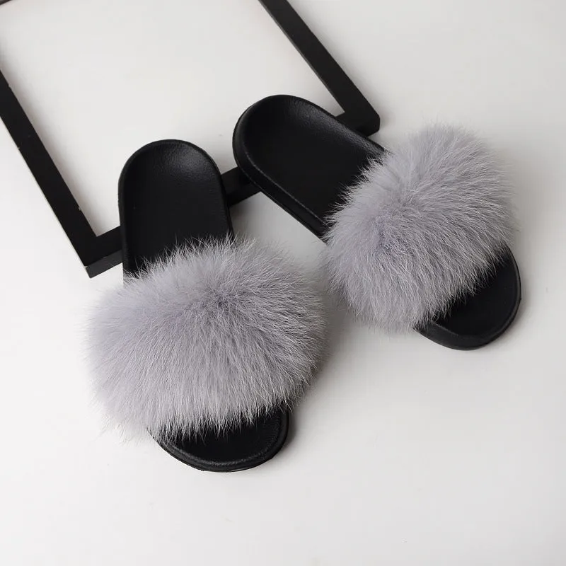 Women's faux fur slippers | Winter indoors fuzzy slides