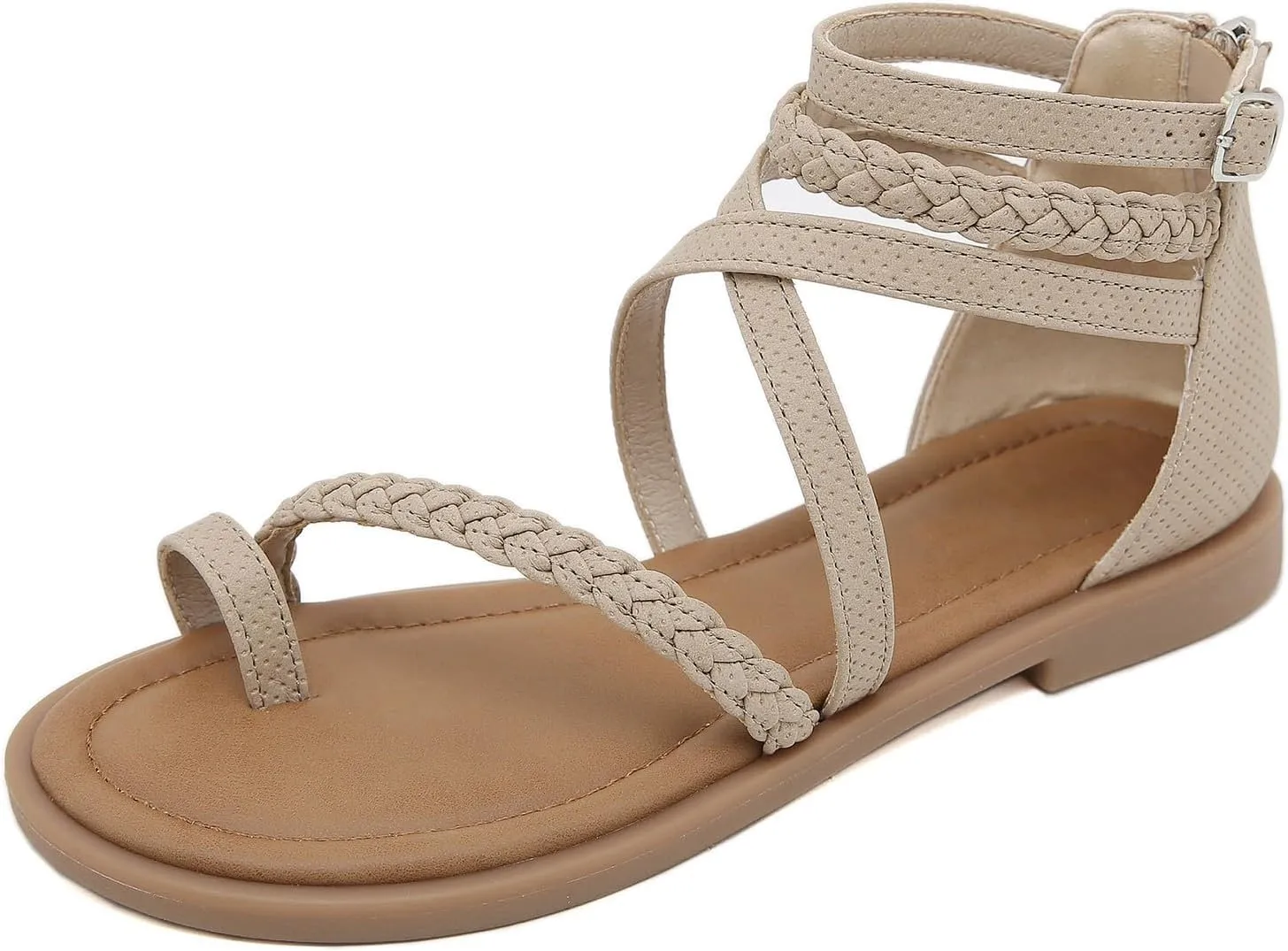 Womens Sandals Dressy Gladiator Sandals Ankle Buckle Flats For Women Strappy Sandals For Summer Orthopedic Sandals