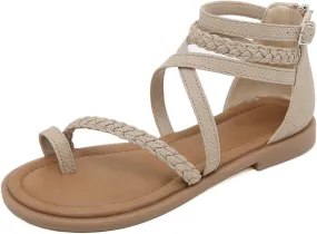 Womens Sandals Dressy Gladiator Sandals Ankle Buckle Flats For Women Strappy Sandals For Summer Orthopedic Sandals