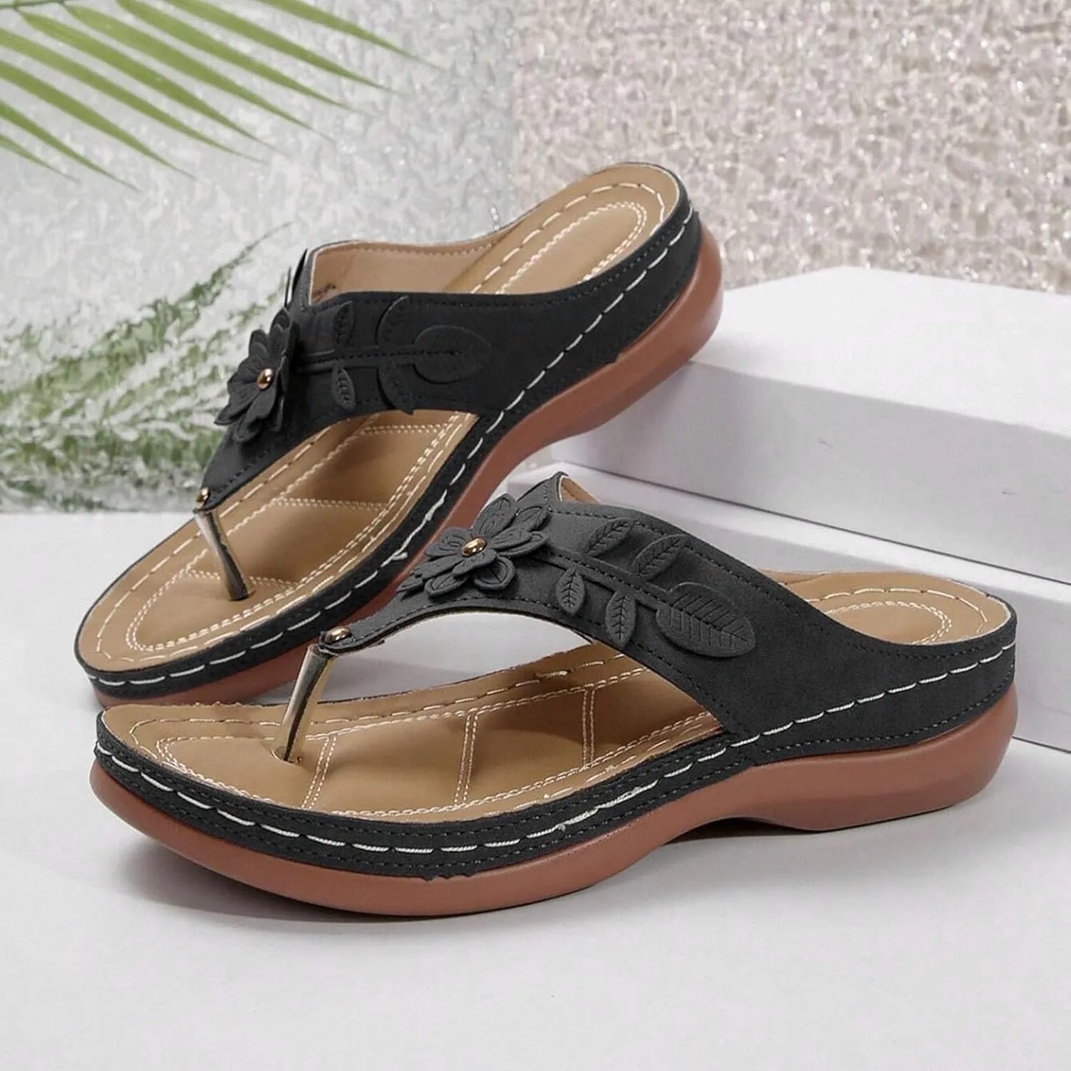 Womens Sandals Dressy Wedge Slippers For Woman With Arch Support Flip Flops Women Orthopedic Sandals For Wife/Mom