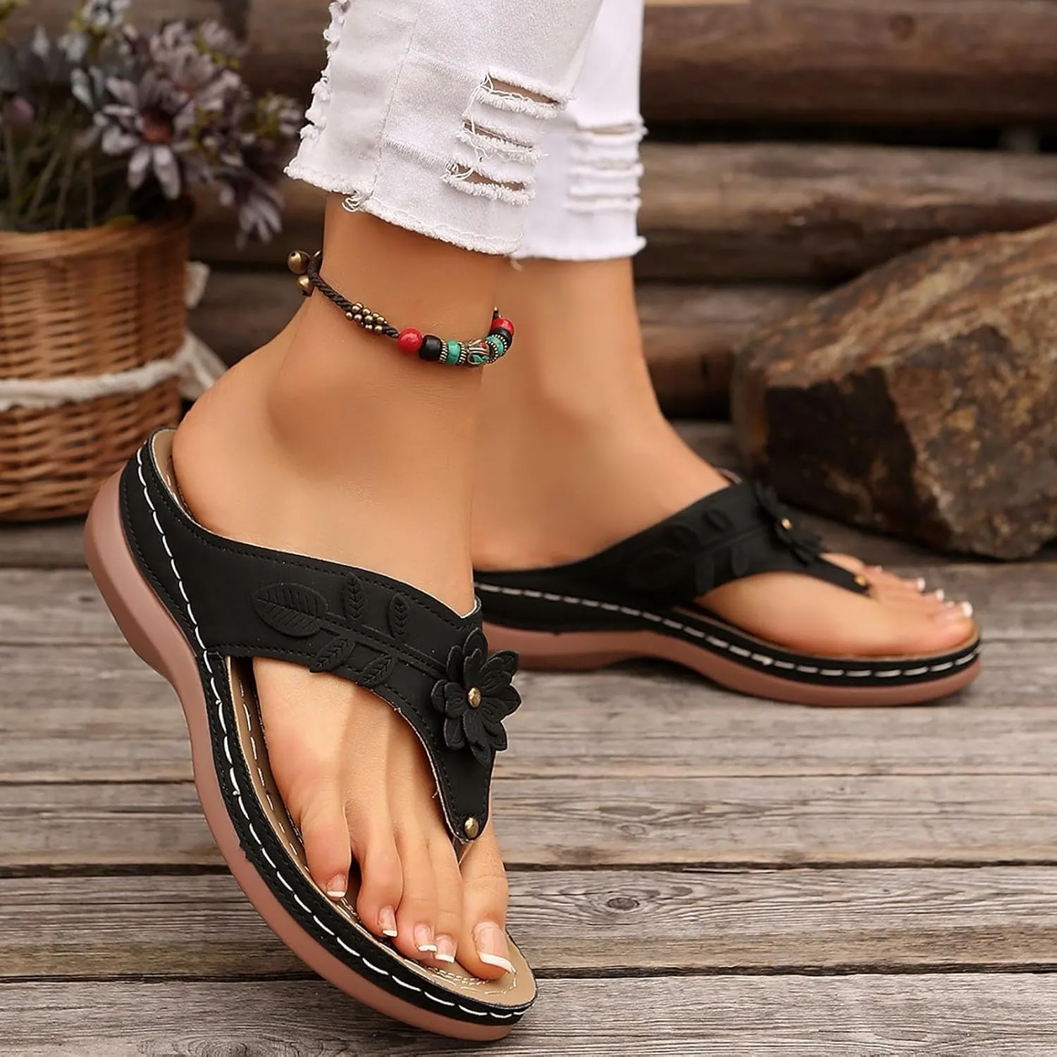 Womens Sandals Dressy Wedge Slippers For Woman With Arch Support Flip Flops Women Orthopedic Sandals For Wife/Mom