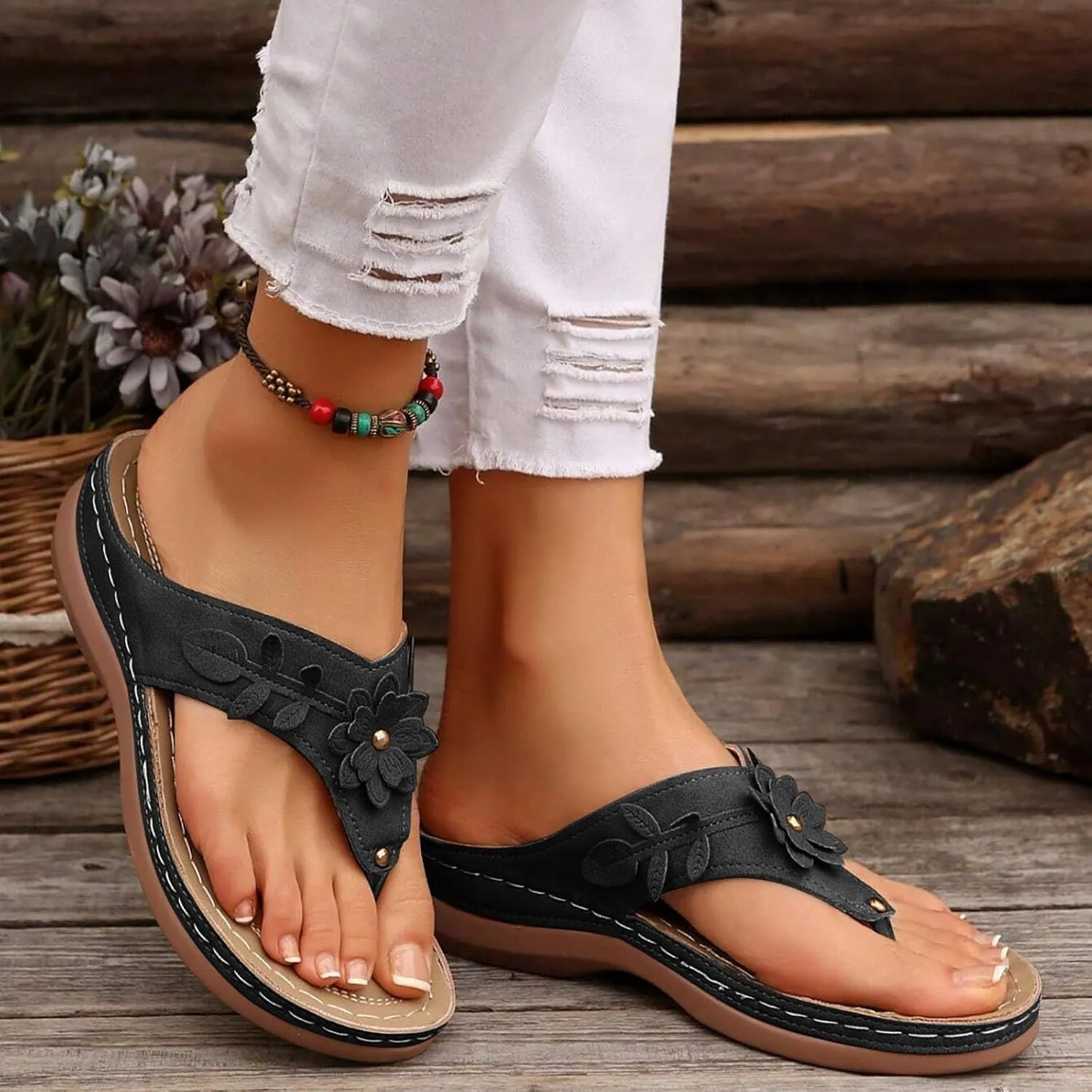Womens Sandals Dressy Wedge Slippers For Woman With Arch Support Flip Flops Women Orthopedic Sandals For Wife/Mom