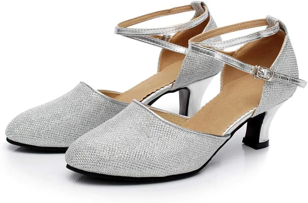 Women's Strappy Heels Comfort Closed Toe Latin Dance Shoes Ballroom Tango Practice Performence Party Dancing Shoes