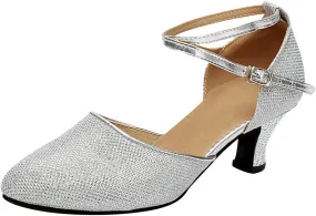 Women's Strappy Heels Comfort Closed Toe Latin Dance Shoes Ballroom Tango Practice Performence Party Dancing Shoes