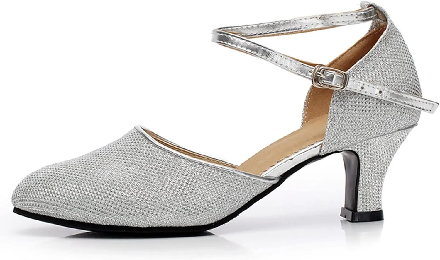 Women's Strappy Heels Comfort Closed Toe Latin Dance Shoes Ballroom Tango Practice Performence Party Dancing Shoes