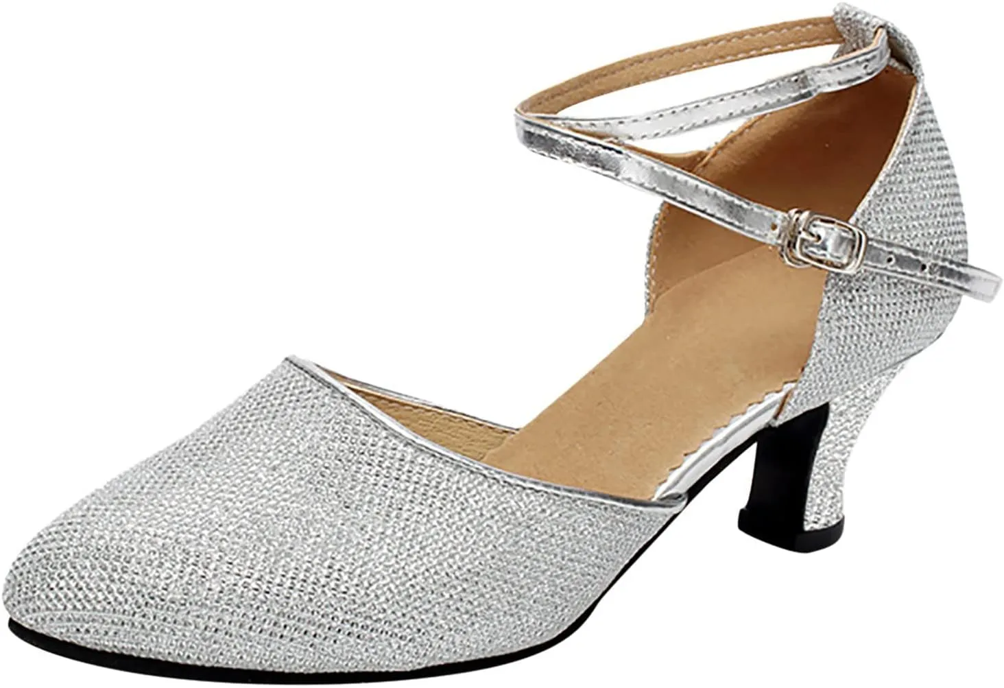Women's Strappy Heels Comfort Closed Toe Latin Dance Shoes Ballroom Tango Practice Performence Party Dancing Shoes