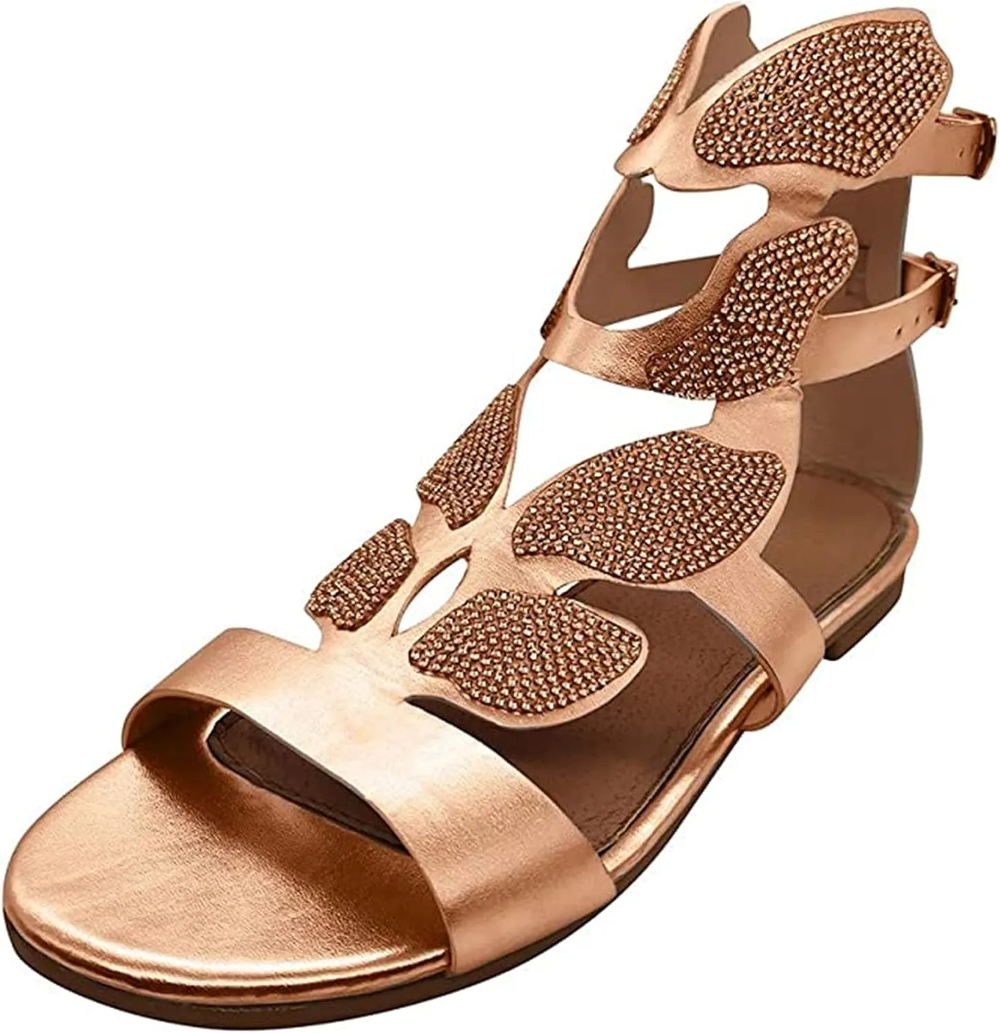 Women's Summer Sandals,Womens Fashion Casual Bohemian Crystal Shining Gladiator Flip Flops Sandal Comfy Beach Flat Shoes