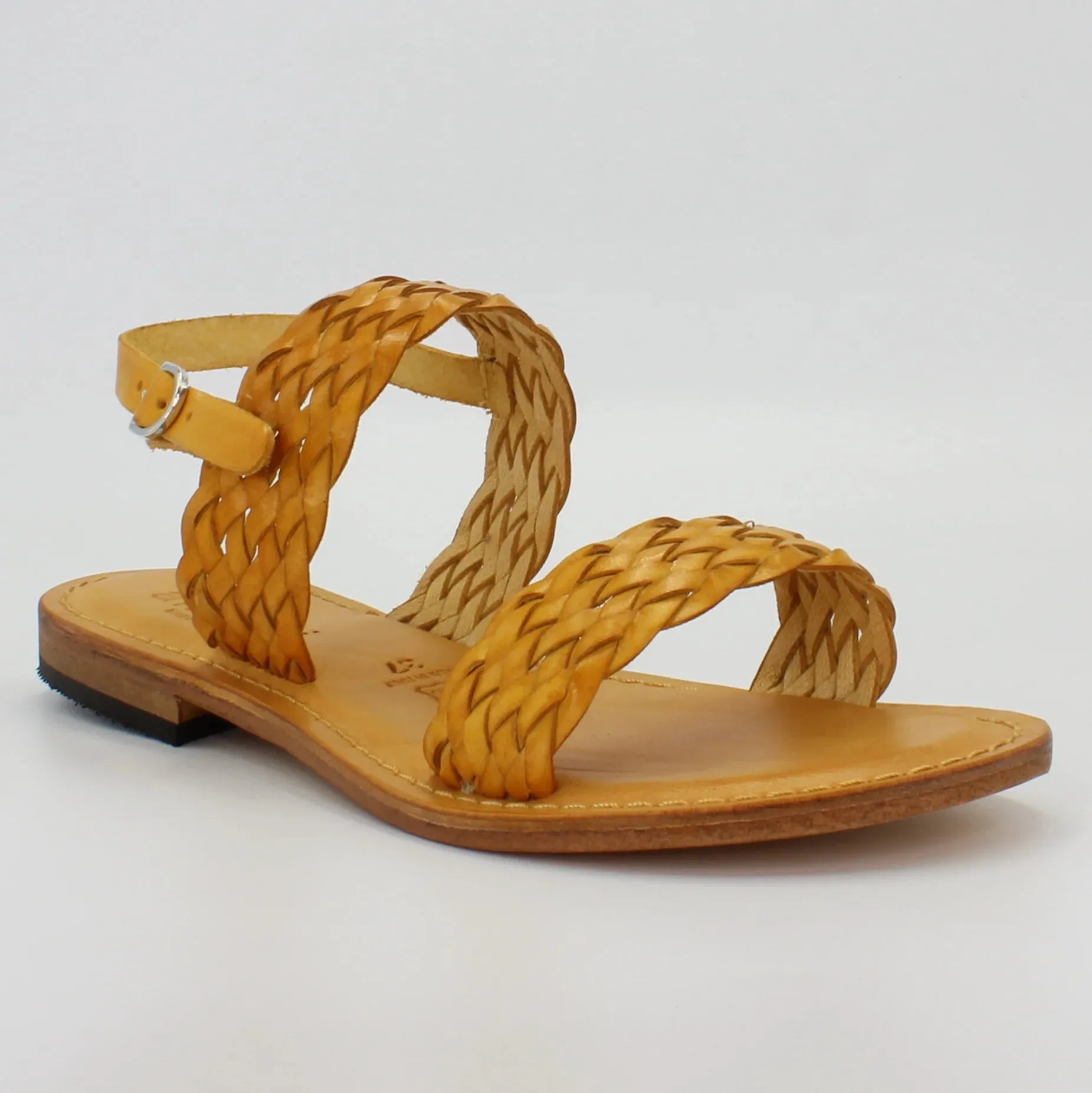 Women's woven sling-back sandal in calf leather giallo (1040)