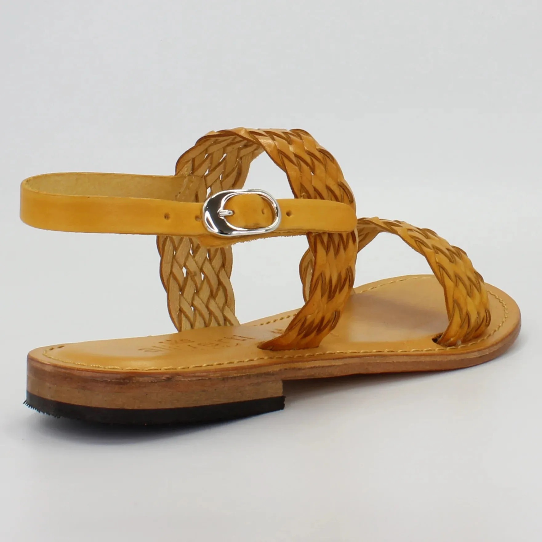 Women's woven sling-back sandal in calf leather giallo (1040)
